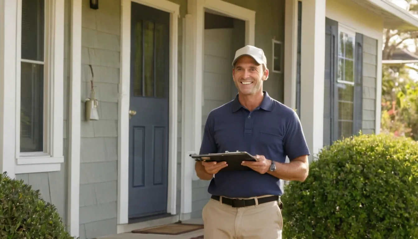 A friendly provider talking with a homeowner at a front door in Bloomington