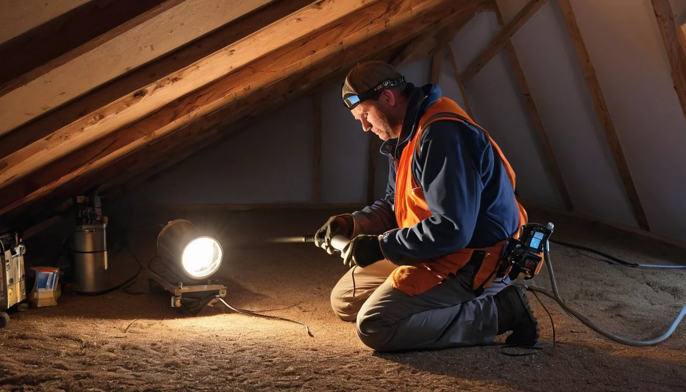 Local wildlife removal provider inspecting an attic for entry points in a home near Bloomington